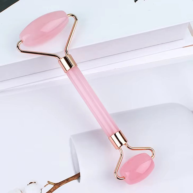 Pink Gua Sha Roller Massager Rose Scraping Facial Skin Beauty Care Resin Guasha Board for Body Scraping Face Massage Tool Set