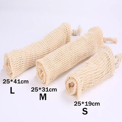 Cotton Mesh Vegetable Bags Produce Bag Reusable Cotton Mesh Vegetable Storage Bag Kitchen Fruit Vegetable with Drawstring