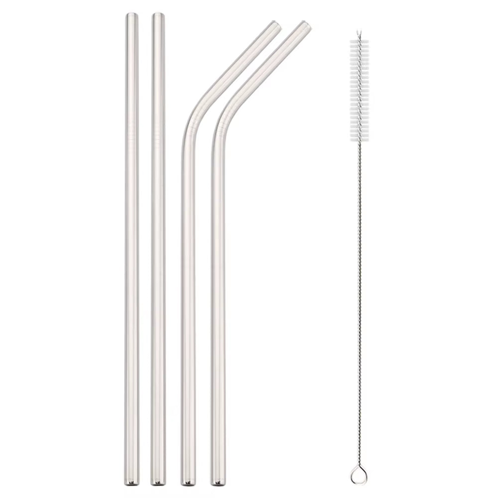 Reusable Drinking Straw 18/10 Stainless Steel Straw Set High Quality Metal Colorful Straw with Cleaner Brush Bar Party Accessory