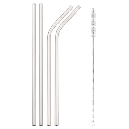 Reusable Drinking Straw 18/10 Stainless Steel Straw Set High Quality Metal Colorful Straw with Cleaner Brush Bar Party Accessory